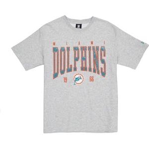 MIAMI DOLPHINS New Era Cap NFL Oversized T-shirt Satijn Applique Patch Logo Heather Grijs Unisex