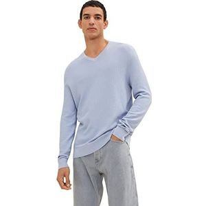 TOM TAILOR Uomini Basic gebreide trui met V-hals 1034862, 14813 - Light Fern Blue, 3XL