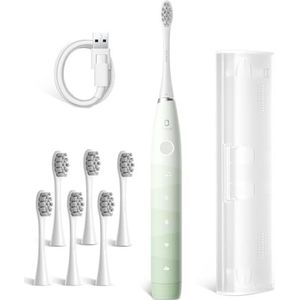 Oclean Flow TravelGo Set Sonic elektrische tandenborstel, 180 dagen oplaadtijd, 5 standen, IPX7 waterdicht, 2 minuten timer, 6 DuPont™ borstelkoppen, reisetui, groen