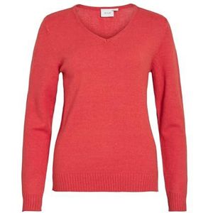 Viril V-hals L/S Knit Top - Noos, Aurora Red, XXL