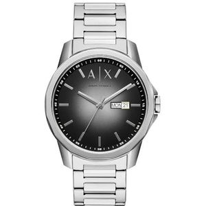 Armani Exchange Heren Analoog Quartz Horloge met Roestvrij Stalen Band AX1764, Zilver, armband