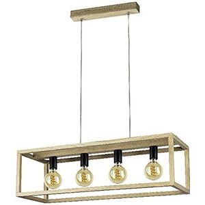 Homemania HOMBR_0274 Hanglamp, kubus, iii, kroonluchter, plafondlamp, hout, metaal, zwart, 120 x 30 x 90 cm