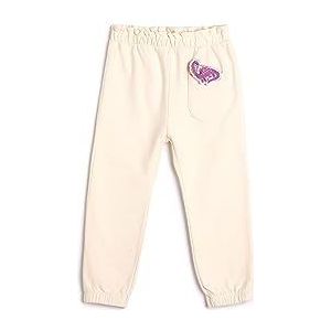 Koton Babygirl Jogger Sweatpants Dinosaur Applique Detail Pocket Cotton, Beige (050), 3-4 jaar