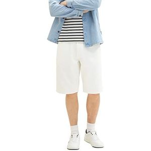 TOM TAILOR Heren Relaxed Fit Jeans Bermuda Shorts, 10101 - White Denim, 34
