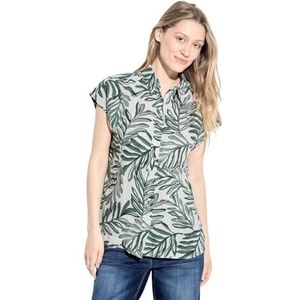 Cecil Dames Linen_Small Leafs Blouse, Sterk kaki, XL