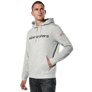 Alpinestars Linear Wordmark Hoodie V3 Sweatshirt met capuchon voor heren, grijs gemêleerd/rood/zwart, XXL, grijs gemêleerd/rood/zwart, XXL