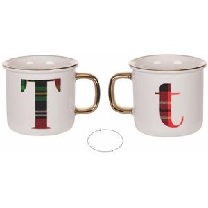 Villa d'Este Home Tivoli Mok 300 ml uit New Bone China, Tartan, Monogram T