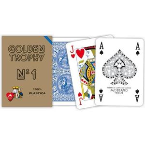 Golden Trophy Modiano Poker Plastic Speelkaarten - Blauw