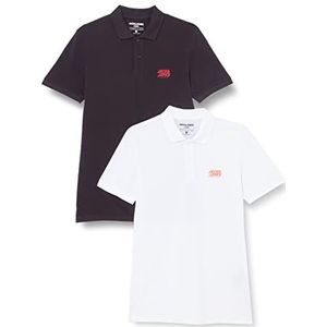 JACK & JONES Poloshirt voor heren, zwart/verpakking: zwart + wit, XL