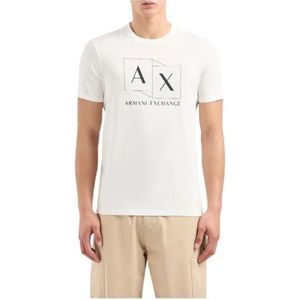 Armani Exchange Heren Slim Fit Mercerized Cotton Jersey AX Box Logo Tee, Off White, XL, off-white, XL