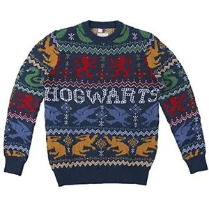 CERDÁ LIFE'S LITTLE MOMENTS Hogwarts gebreide kersttrui met het motief ""Quick"" en in het gezin, kersttrui voor dames en heren, sweatshirt, blauw, S
