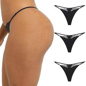 Maidenform Women's M Adjustable String Thong Underwear, No-Show Panties, Multi-Way Straps, 3-Pack