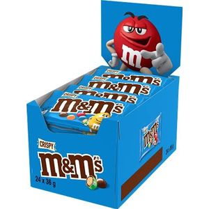 M&M'S Crispy Zakjes, kleine verpakkingen voor onderweg, chocolade, grote verpakking, 24 stuks (24 x 36 g)