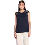 Street One Studio Dames linnen look top met kant, Dark Void Blue, 34