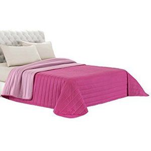 Italian Bed Linen Elegant Summer Quilt Fucsia, Klein Double, Microfiber, Lila/Fuchsia