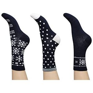 CHARNOS Sneeuwvlok hangende sokken voor dames, 3 stuks, marineblauw, één maat, normaal, (pak van 3), Regelmatig, Eén maat