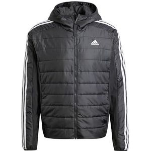 adidas Heren Essentials 3S geïsoleerde hybride jas met capuchon, zwart, Zwart, XL