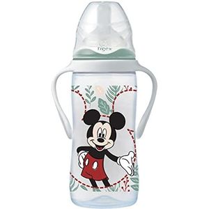 Tigex Babyfles met 3 snelheden met afneembare handgrepen, 6 maanden, 300 ml, siliconen zuiger, anti-kolik, BPA-vrij, Disney Mickey Mouse