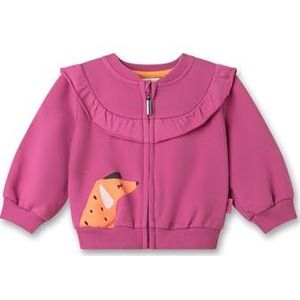 Sanetta Sweatjack voor babymeisjes, lange mouwen, ruches, biologisch katoen, berry, 80 cm