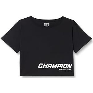 Champion Athletic Club W Crop Oversized S/L T-shirt, zwart, XL dames SS24, Zwart, XL