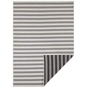 freundin Home Collection Nora Vloerkleed voor binnen en buiten, weerbestendig, modern design, tapijt voor balkon, terras, serre, badkamertapijt, woonkamertapijt, zwart, crème, 80 x 250 cm