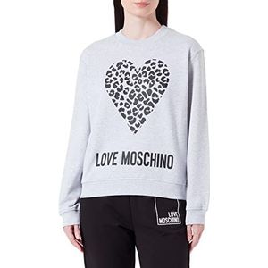 Love Moschino Dames regular fit met Maxi Animalier Heart and Logo. Sweatshirt, Melange Light Grijs, 40