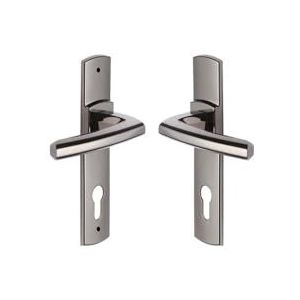 Vachette Deurklinkset op SCULT-plaat - sleutelversie I voor toegangsdeur/kelder/tuinhuis - afstand 165 mm - duurzaam Zamak-materiaal - Zwarte diamantafwerking