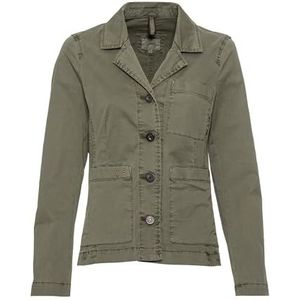 camel active Slim Fit werkblazer voor dames van een katoenmix, olijfgroen, 48