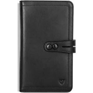 Travel Wallet with RFID Blocking Awesome Passport Wallet Credit Cards Holder Document Organizer Genuine Leather (Black)