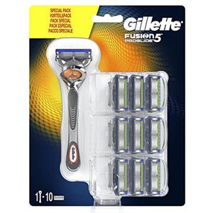 Gillette Fusion5 Proglide Scheermes + 10 Navulmesjes, Scheermesjes Voor Mannen, Met Flexball Technologie, Volgt De Gezichtscontouren, Past In Brievenbus