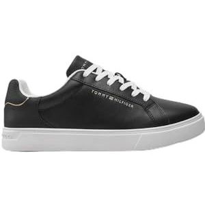 Tommy Hilfiger Essential Leather Court Sneakers voor dames, Zwart, 39 EU