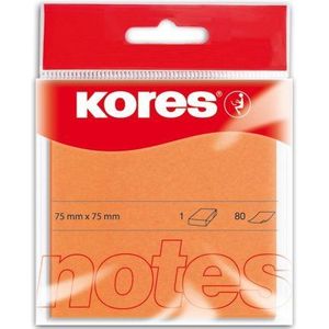 Kores - Oranje zelfklevende notitieblok, neonkleurig notitieblok, 75 x 75 mm, verpakking van 2 met 100 vellen