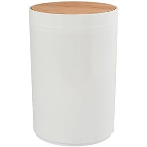 MSV badkamer serie ""OSLO"" ontwerp cosmetische emmer badkamer vuilnisbak, 18 x 26,3 cm, Grootte: 5 L, wit met houten top