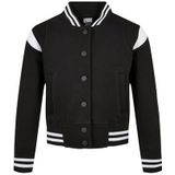 Urban Classics Inset College Sweat Jacket voor meisjes, zwart/wit, 122/128 cm