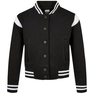 Urban Classics Inset College Sweat Jacket voor meisjes, zwart/wit, 110/116 cm