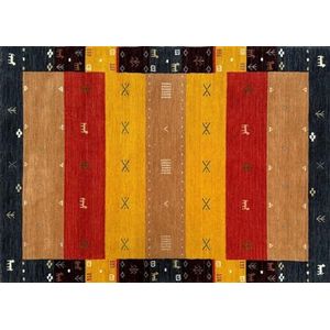 Gabbeh Tapijt 100% wol 120x180 cm rood geel bont handgeweven oosterse tapijt BR11