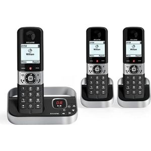Alcatel F890 Voice Trio draadloze telefoon, antwoordapparaat, 3 handsets met oproepvergrendeling, grijs