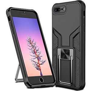 Dqtaoply Hoes compatibel met iPhone 8 Plus, iPhone 7 Plus telefoonhoes met verticale standaard hybride harde PC + TPU bumper schokbestendig beschermhoes voor iPhone 7 Plus / 8 Plus (zwart)