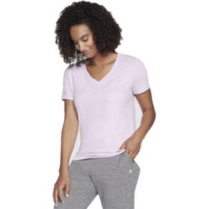 Skechers Godri Serene T-shirt met V-hals voor dames, Orchidee Bloei, S