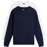 Tommy Jeans Heren TJM Slim 2PACK L/S EXT DM0DM22148 L/S T-Shirt, Multi (Dark Night Navy/Ecru), 3XL, Multi (Donker Nacht Navy/Ecru), 3XL grote maten