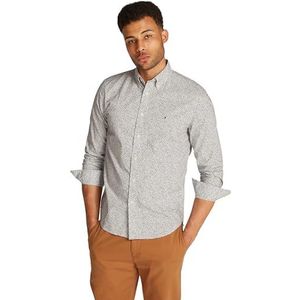 Tommy Hilfiger - Heren Flex POPLIN LINR Bloemen RF Shirt - Beige - L/S Shirt