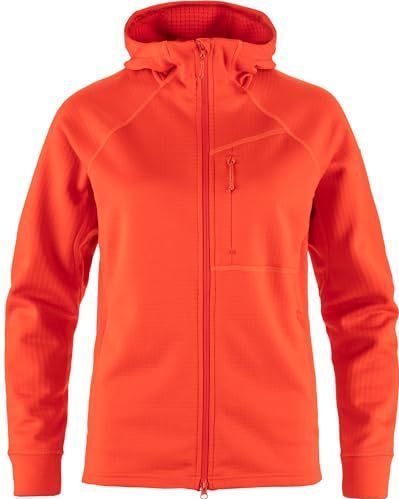 Fjällräven - Abisko Grid Fleece Hoodie - Lang Shirt - Oranje