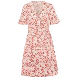 Part Two GilandaPW Damessilhouet Below Knee Length Dress, Mandarijn Rood Blurred Flower, 36