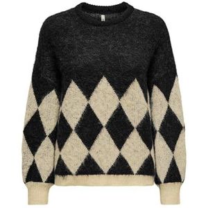 ONLY - NOEME - Trui - Beige/Zwart - Losse Pasvorm