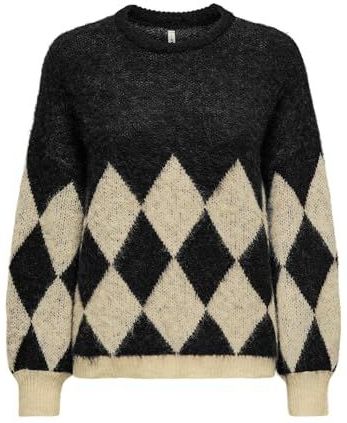 ONLY - NOEME - Trui - Beige/Zwart - Losse Pasvorm