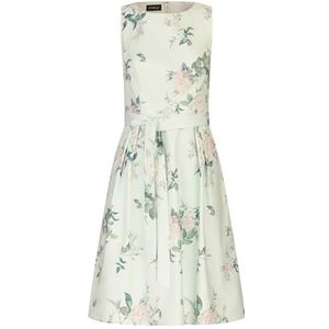 Apart satijnen jurk van matglanzend satijn met all-over bloemenprint, Jade multicolor, 40