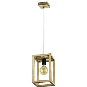 Homemania HOMBR_0273 hanglamp, dobbelsteen, iii, kroonluchter, plafondlamp, hout, metaal, zwart, 120 x 20 x 20 cm