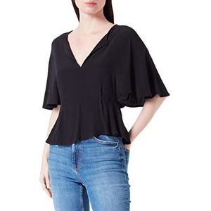 United Colors of Benetton Blusa 53A0DQ04J hemd, zwart 100, XS dames, Zwart 100, XS