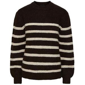 PIECES PCNANNA LS O-Neck Wool Knit NOOS BC, Mole/Stripes: berk, XL