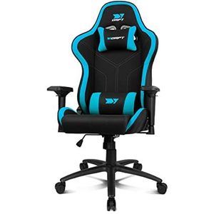 DRIFT Gaming Chair DR110 -DR110BL - Professionele Gaming Stoel, hoge dichtheid stof, 4D armleuningen, stille wielen, klasse 4 zuiger, kantelen, cervicale/rug kussens, zwart/blauw
